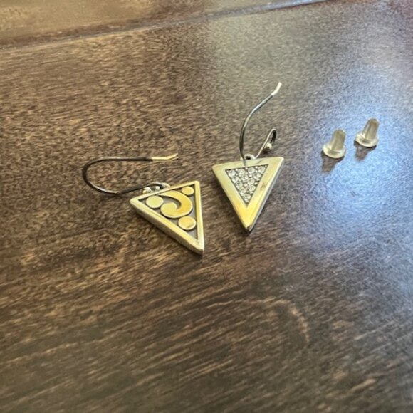 Brighton “Contempo Ice” Reversible Triangle Earrings – Silver + Crystal - Picture 3 of 11